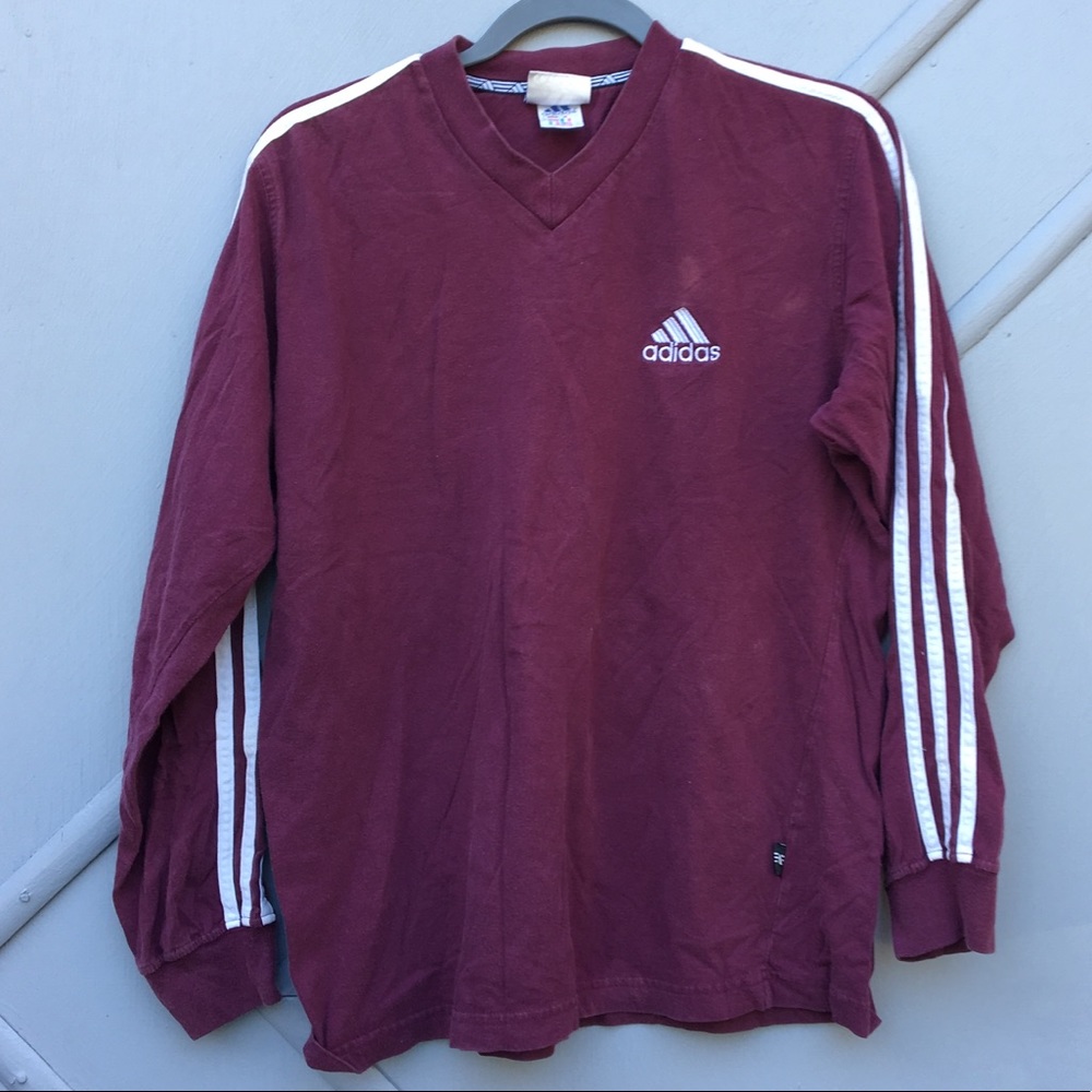 Maroon Adidas Long Sleeve Shirt | Size Medium